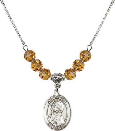Saint Monica Birthstone Necklace | 3/4 inch | 6mm Beads