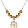 Saint Ignatius of Loyola Birthstone Necklace | 3/4 inch | 6mm Beads  Topaz 14kt Gold Filled
