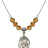 Mater Dolorosa Birthstone Necklace | 3/4 inch | 6mm Beads  Topaz Sterling Silver