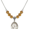 Saint Finnian of Clonard Birthstone Necklace | 3/4 inch | 6mm Beads  Topaz Sterling Silver
