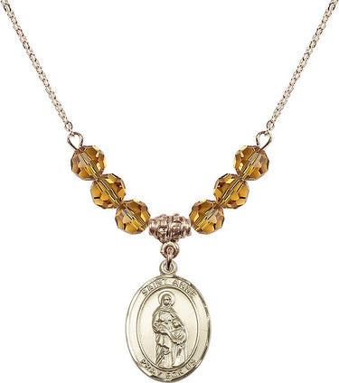 Collar de la Virgen Santa Ana con Piedra de Nacimiento | 1.9 cm | Cuentas de 6 mm