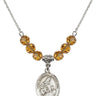 Saint Margaret of Scotland Birthstone Necklace | 3/4 inch | 6mm Beads  Topaz Sterling Silver