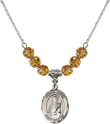 Saint Lucy Birthstone Necklace | 3/4 inch | 6mm Beads