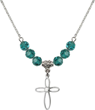 Loop Cross Birthstone Necklace | 3/4 inch | 6mm Beads