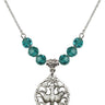 Holy Spirit Birthstone Necklace | 3/4 inch | 6mm Beads  Zircon Sterling Silver