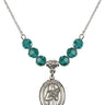 Saint Agatha Birthstone Necklace | 3/4 inch | 6mm Beads  Zircon Sterling Silver