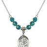 Saint Anthony Birthstone Necklace | 3/4 inch | 6mm Beads  Zircon Sterling Silver