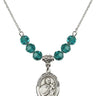 Saint Martin de Porres Birthstone Necklace | 3/4 inch | 6mm Beads  Zircon Sterling Silver
