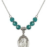 Saint Thomas More Birthstone Necklace | 3/4 inch | 6mm Beads  Zircon Sterling Silver