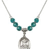 Saint Honorius of Amiens Birthstone Necklace | 3/4 inch | 6mm Beads  Zircon Sterling Silver