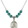 Saint Eligius of Noyon Birthstone Necklace | 3/4 inch | 6mm Beads  Zircon Sterling Silver