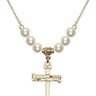 Nail Cross Crystal Necklace | 1 inch | 6mm Beads   14kt Gold Filled