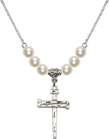 Nail Cross Crystal Necklace | 1 inch | 6mm Beads | N31-0013