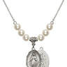 Miraculous Medal Crystal Necklace | 3/4 inch | 6mm Beads   Sterling Silver