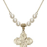 Four Way Medal Crystal Necklace | 1 inch | 6mm Beads   14kt Gold Filled