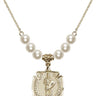 Saint Florian Crystal Necklace | 3/4 inch | 6mm Beads   14kt Gold Filled