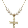 Crucifix Crystal Necklace | 1 inch | 6mm Beads   14kt Gold Filled