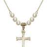 Nail Cross Crystal Necklace | 1 1/8 inch | 6mm Beads   14kt Gold Filled