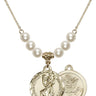 Saint Christopher Crystal Necklace | 7/8 inch | 6mm Beads   14kt Gold Filled