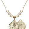 Saint Christopher Crystal Necklace | 7/8 inch | 6mm Beads   14kt Gold Filled