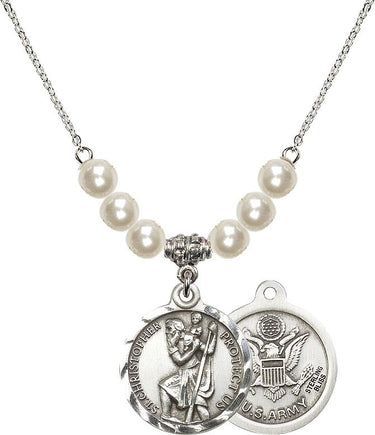 Collar de cristal con San Cristóbal del ejército | 7/8 pulgada | Cuentas de 6 mm | N31-0192--2