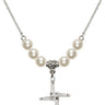 Saint Brigid of Ireland Cross Crystal Necklace | 5/8 inch | 6mm Beads   Sterling Silver