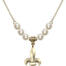 Fleur de Lis Crystal Necklace | 3/4 inch | 6mm Beads   14kt Gold Filled