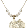 Saint Michael the Archangel Crystal Necklace | 7/8 inch | 6mm Beads   14kt Gold Filled