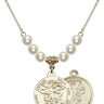 Saint Michael the Archangel Crystal Necklace | 7/8 inch | 6mm Beads   14kt Gold Filled