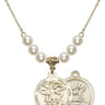 Saint Michael the Archangel Crystal Necklace | 7/8 inch | 6mm Beads   14kt Gold Filled