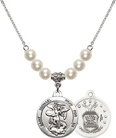 St. Michael Air Force Crystal Necklace | 7/8 inch | 6mm Beads