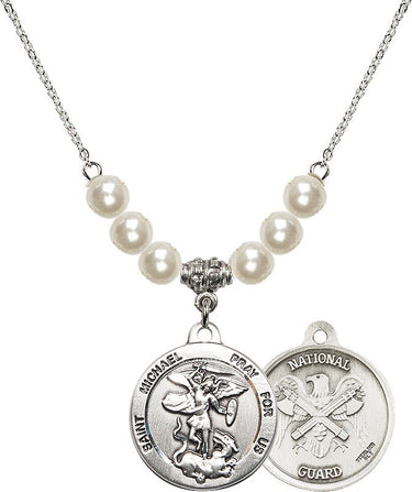 St. Michael Nat'l Guard Crystal Necklace | 7/8 inch | 6mm Beads