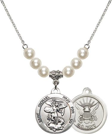 St. Michael Navy Crystal Necklace | 7/8 inch | 6mm Beads