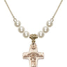 Crucifix Crystal Necklace | 1 inch | 6mm Beads   14kt Gold Filled