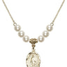 Miraculous Medal Crystal Necklace | 3/4 inch | 6mm Beads   14kt Gold Filled