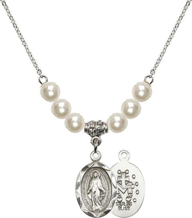 Collar de cristal con cuentas de Medalla Milagrosa | 1,9 cm | Cuentas de 6 mm | N31-0612M