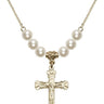 Crucifix Crystal Necklace | 1 1/8 inch | 6mm Beads   14kt Gold Filled