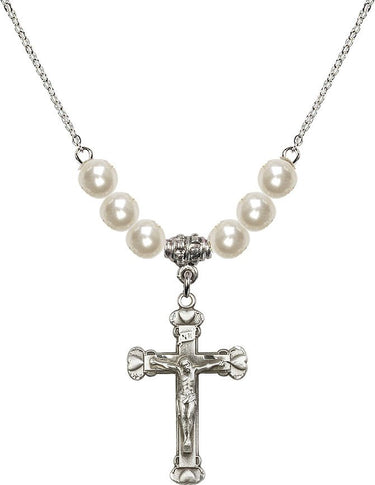 Crucifix Crystal Necklace | 1 1/8 inch | 6mm Beads | N31-0620GF