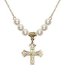 Crucifix Crystal Necklace | 1 1/8 inch | 6mm Beads   14kt Gold Filled