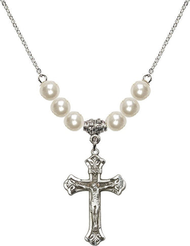 Crucifix Crystal Necklace | 1 1/8 inch | 6mm Beads | N31-0622GF