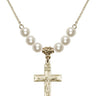 Crucifix Crystal Necklace | 1 1/8 inch | 6mm Beads   14kt Gold Filled