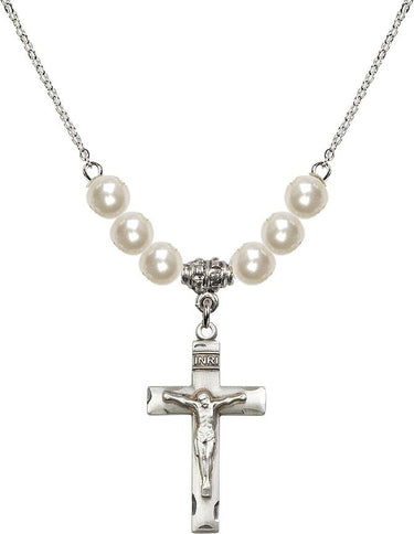 Crucifix Crystal Necklace | 1 1/8 inch | 6mm Beads | N31-0624GF