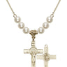 St. Benedict Crucifix Crystal Necklace | 1 1/8 inch | 6mm Beads   14kt Gold Filled