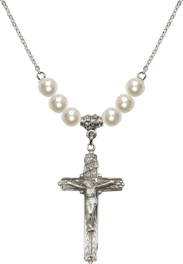Crucifix Crystal Necklace | 1 3/8 inch | 6mm Beads | N31-0655