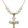 Crucifix Crystal Necklace | 1 1/4 inch | 6mm Beads   14kt Gold Filled