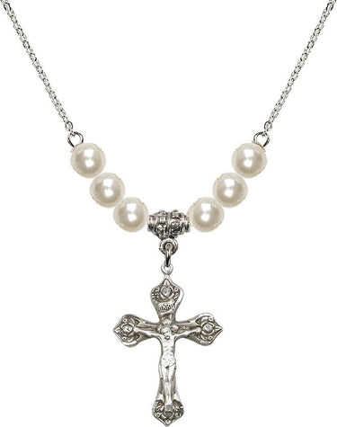 Crucifix Crystal Necklace | 1 inch | 6mm Beads | N31-0662GF