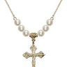 Crucifix Crystal Necklace | 1 1/8 inch | 6mm Beads   14kt Gold Filled
