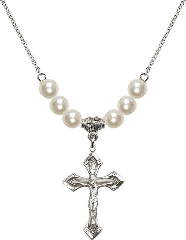 Crucifix Crystal Necklace | 1 1/8 inch | 6mm Beads | N31-0663GF