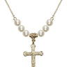 Crucifix Crystal Necklace | 1 1/8 inch | 6mm Beads   14kt Gold Filled