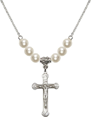 Crucifix Crystal Necklace | 1 1/8 inch | 6mm Beads | N31-0664GF